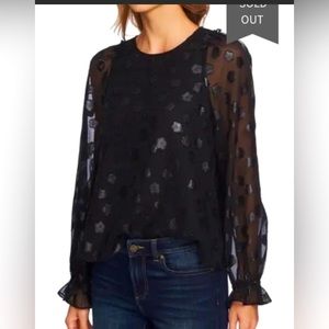 NWT CECE Sheer puff sleeve lined Tunic Bohemian style top